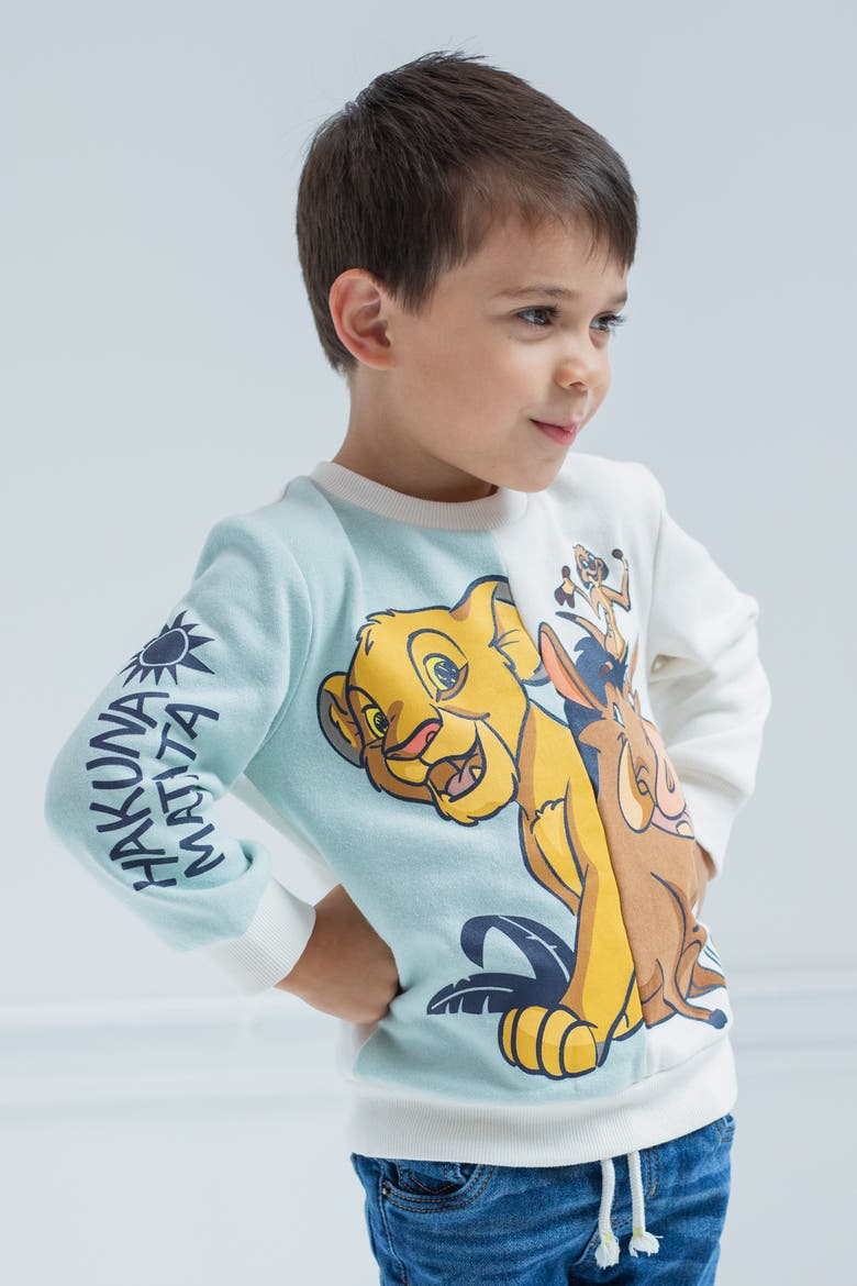 Lion King Fleece Sweatshirt, Alternate, color, Simba Pumbaa Green