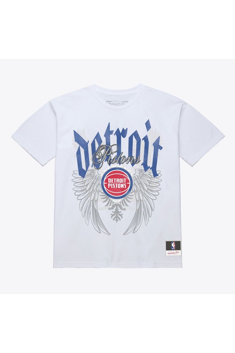 Men's Mitchell & Ness White Detroit Pistons Old English Classic T-Shirt, Main, color, White