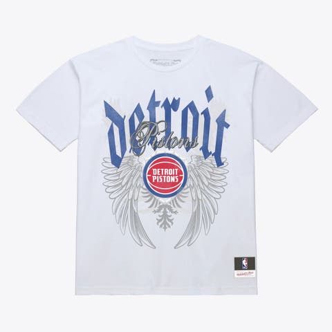 Men's Mitchell & Ness White Detroit Pistons Old English Classic T-Shirt