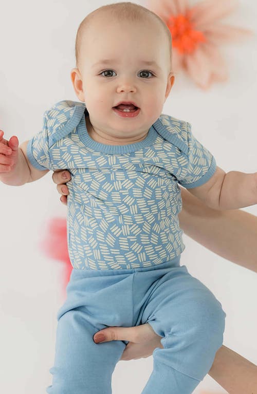 Mightly Organic Cotton Short Sleeve Bodysuit In Chambray Twig