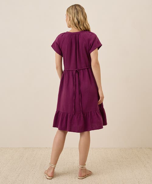 Pact Organic Cotton Coastal Double Gauze Breezy Dress In Red