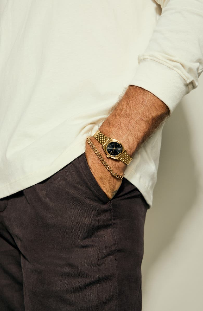 Nixon The Small Time Teller Bracelet Watch, 26mm, Alternate, color, Gold / Black