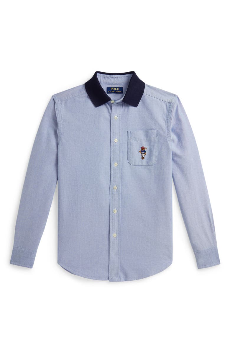 Polo Ralph Lauren Kids' Cotton Button-Down Shirt, Main, color, Blue Bear