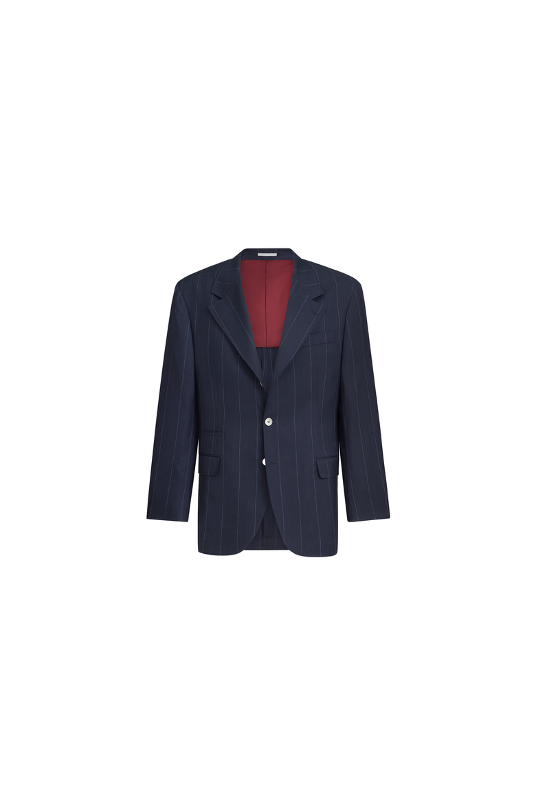 Virgin wool chalk stripe Tailor blazer, Alternate, color, Navy Blue