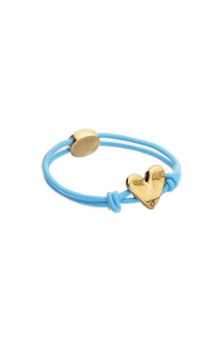 UNODE50 Blue Elastic Thread Bracelet With 18K Gold-Plated Heart, Alternate, color, Gold
