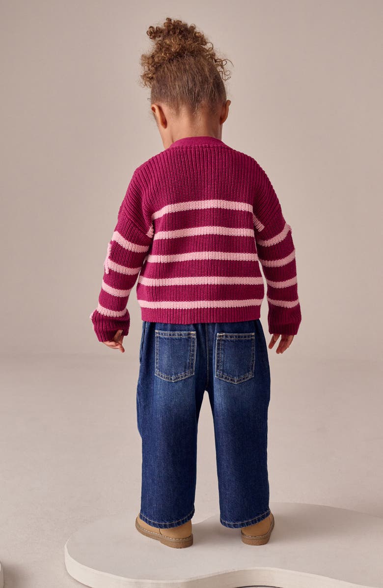 NEXT Kids' Bow Detail Stripe Cardigan, Alternate, color, Pink