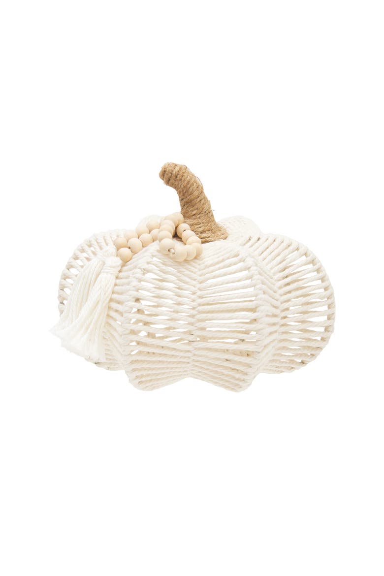 Medium Jute Woven Pumpkin Figurine, Main, color, White