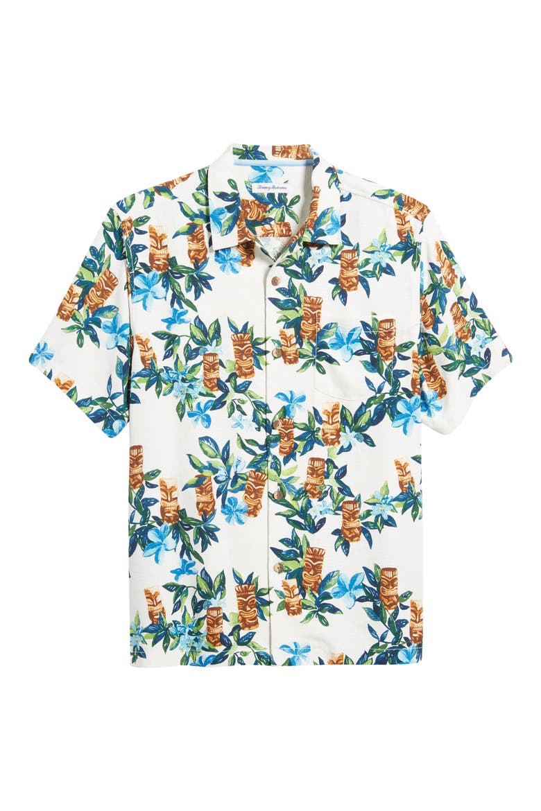 Tiki Tumble Short Sleeve Silk Button-Up Shirt, Alternate, color, CONTINENTAL