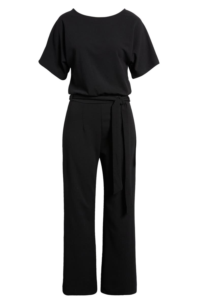 NIKKI LUND Alexandra Tie Waist Jumpsuit, Alternate, color, Black