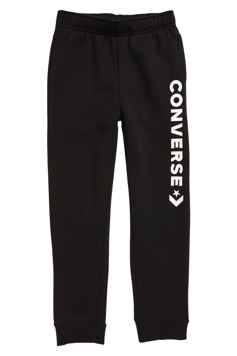 Vertical Logo Fleece Jogger Pants, Main, color, BLACK