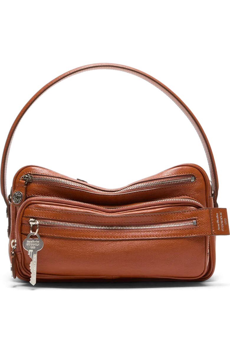 Acne Studios Small Camero Leather Shoulder Bag, Alternate, color, Chocolate Brown