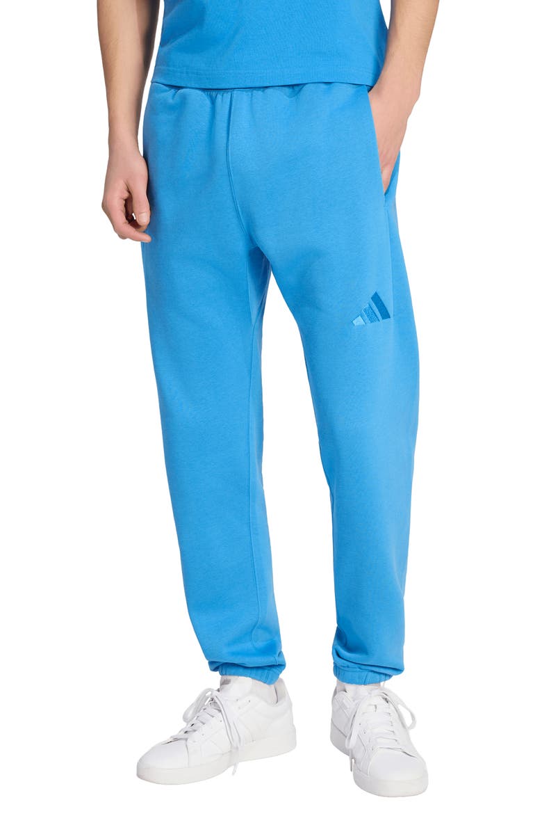 adidas ALL SZN Fleece Regular Tapered Pants, Main, color, Ray Blue
