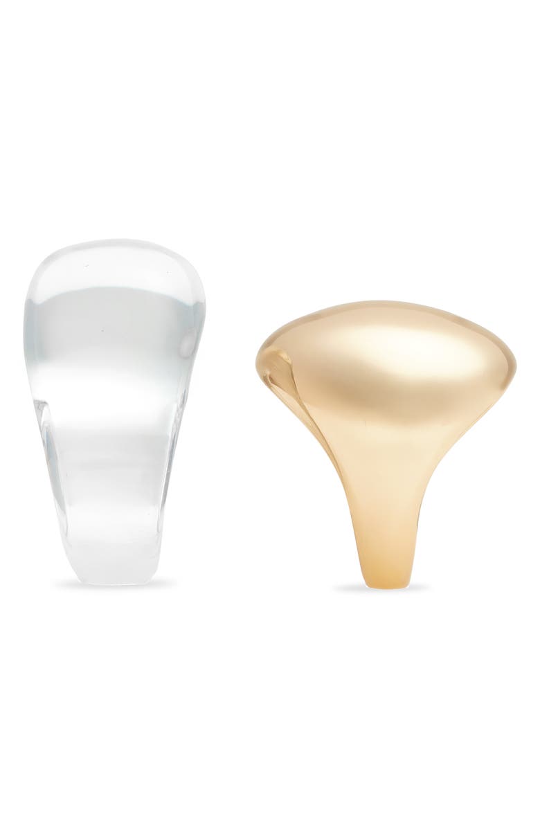 Open Edit Set of Two Domed Rings, Alternate, color, Clear- Gold
