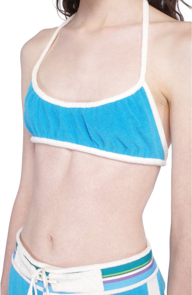 Anna Sui Cabana Terry Bikini Top, Alternate, color, Ocean Blue