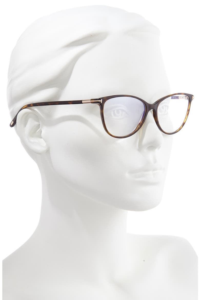 54mm Blue Light Blocking Optical Glasses, Alternate, color, DARK HAVANA