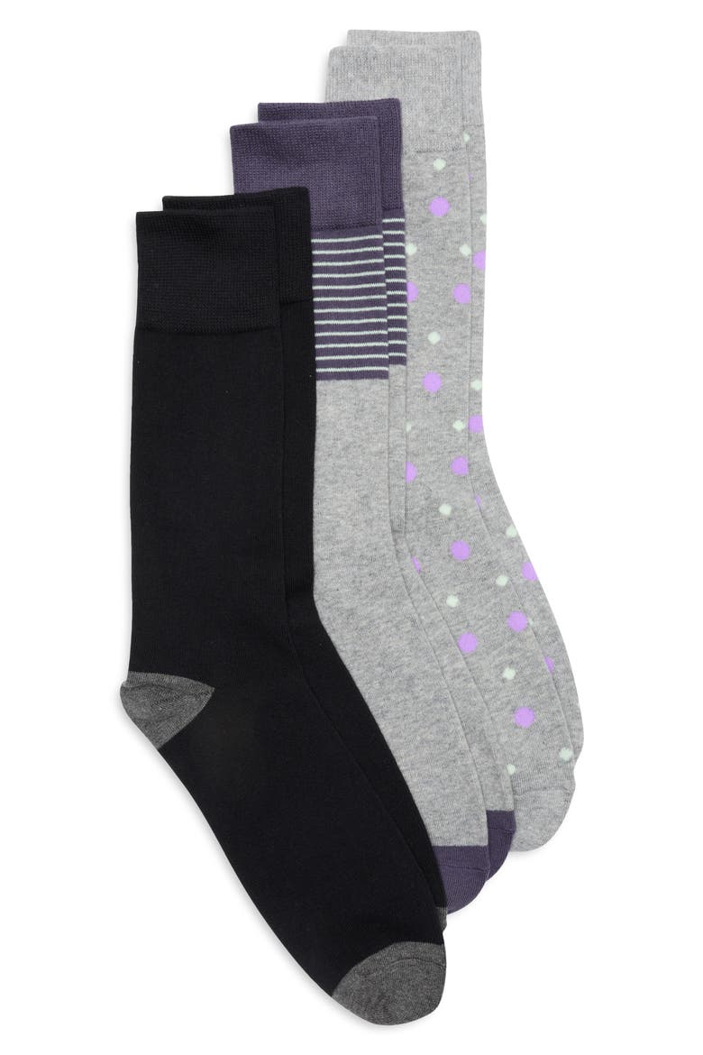 Assorted 3-Pack Crew Socks, Main, color, BLACK