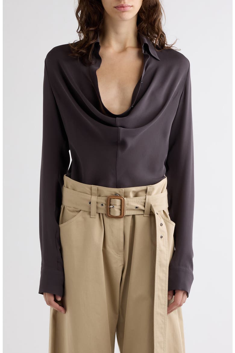 Shaydana Silk Georgette Top, Main, color, GRAPHITE GREY
