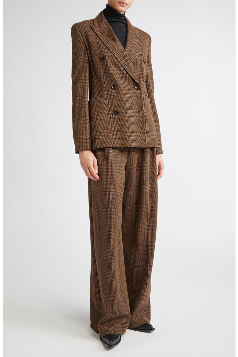 Zulma Houndstooth Check Double Breasted Jacket, Alternate, color, CHOCOLATE
