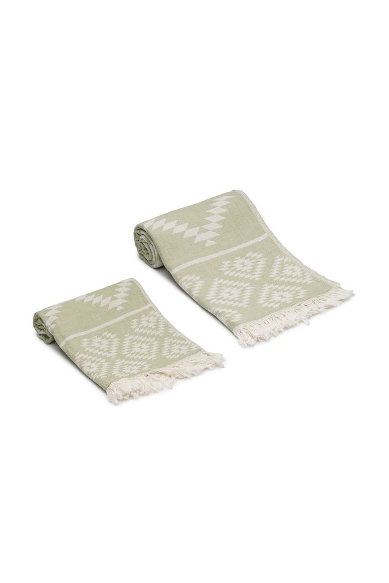 Turkish Cotton Bath and Hand Towel - Set, Alternate, color, Sage Green