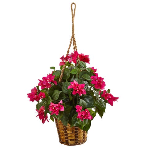 Bougainvillea Flowering Artificial Plant in Hanging Basket