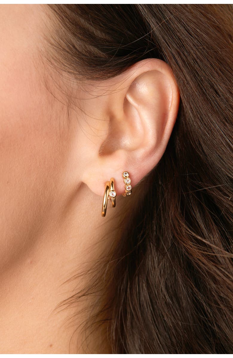 Sara Patino Gold Dynamic Double Hoop Earrings, Alternate, color, Gold