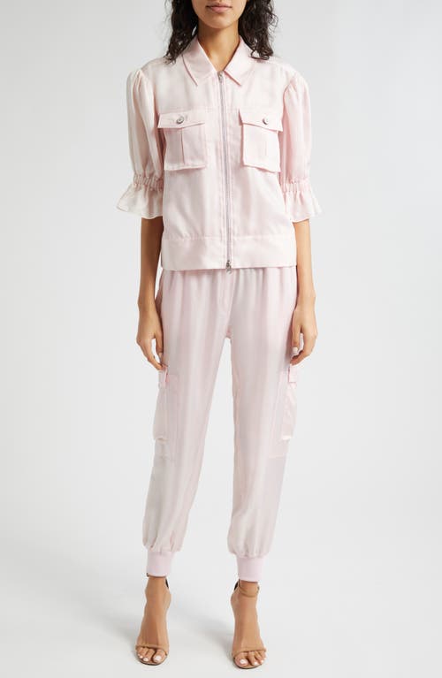 Cinq À Sept Giles Cupro Crop Cargo Joggers In Icy Pink
