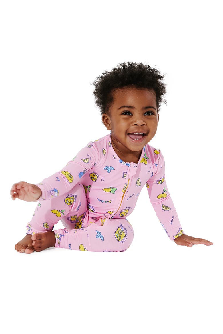 Kids' Pink Lemonade Convertible Footie Pajamas, Main, color, PINK LEMONADE