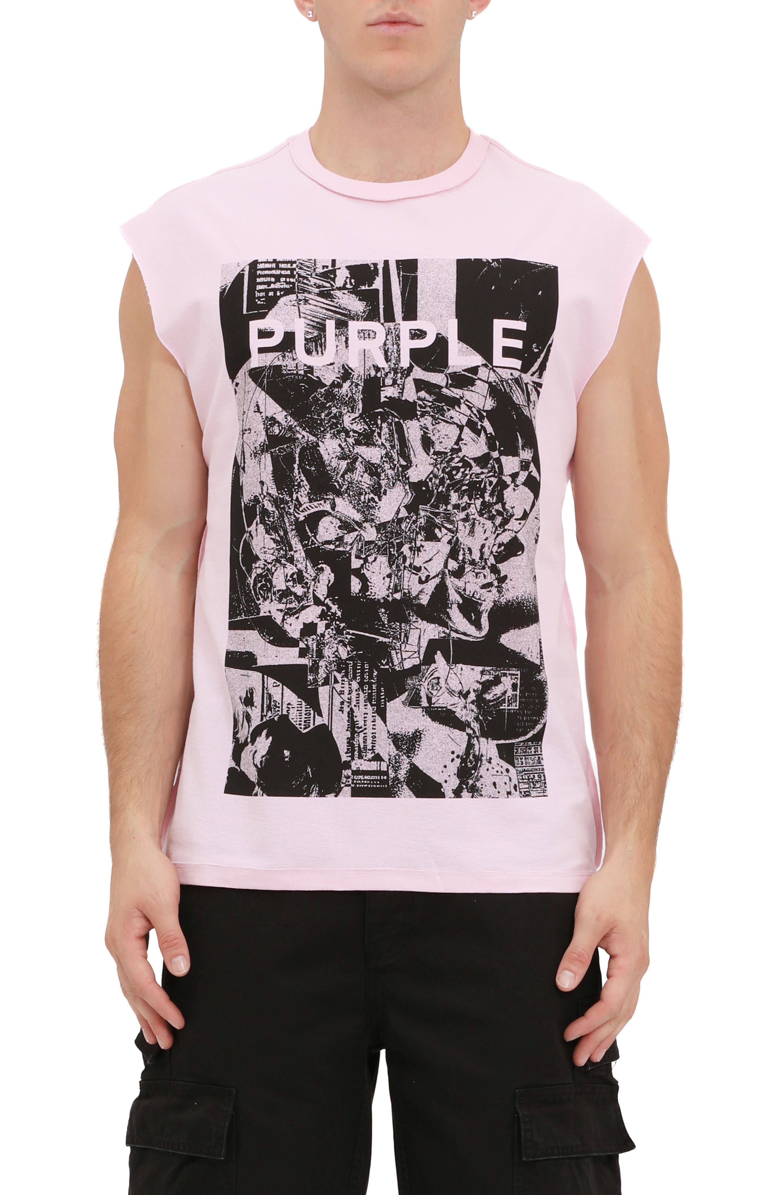 PURPLE BRAND Textured Jersey Graphic Tank