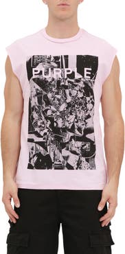 PURPLE BRAND Textured Jersey Graphic Tank