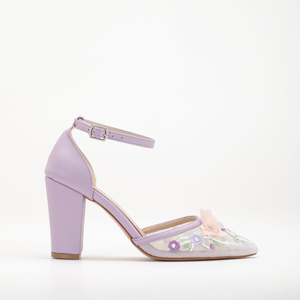 Forever & Always Shoes Ivy 3d Floral Lace High Heels In Lavender