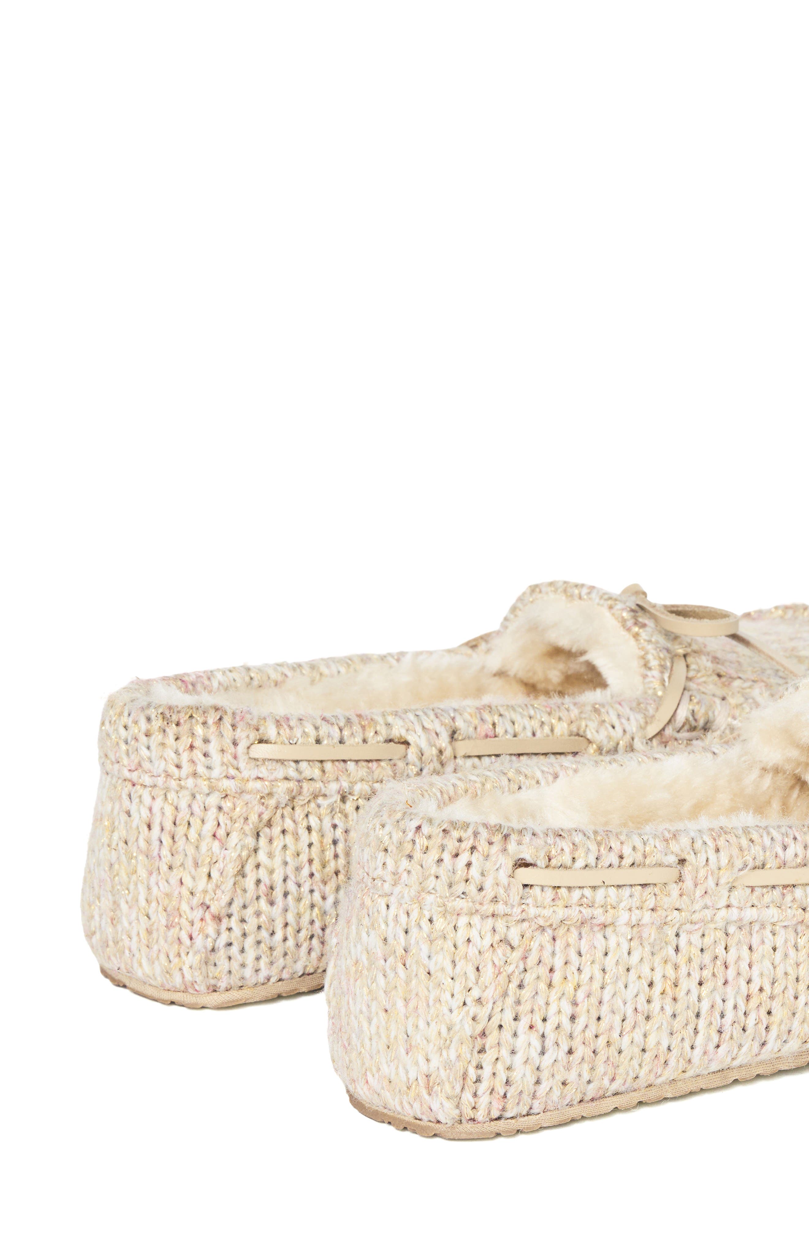 Shimmer Knit Moc Toe Slipper, Alternate, color, SPARKLE TAN