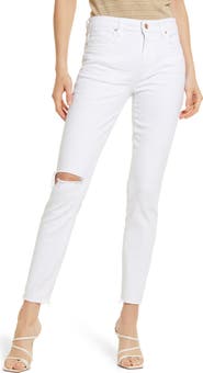 PAIGE Women's Hoxton Ripped Raw Hem Skinny Jeans