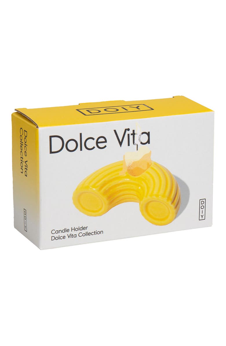 doiy The Dolce Vita Collection Macaroni Ceramic Candle Holder, Alternate, color, Yellow