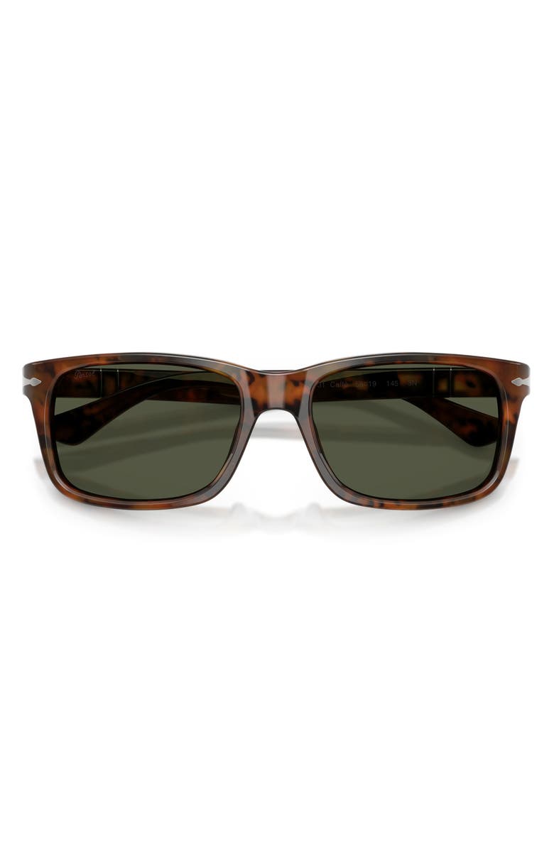 Persol 58mm Rectangular Sunglasses, Alternate, color, Caffe/ Green