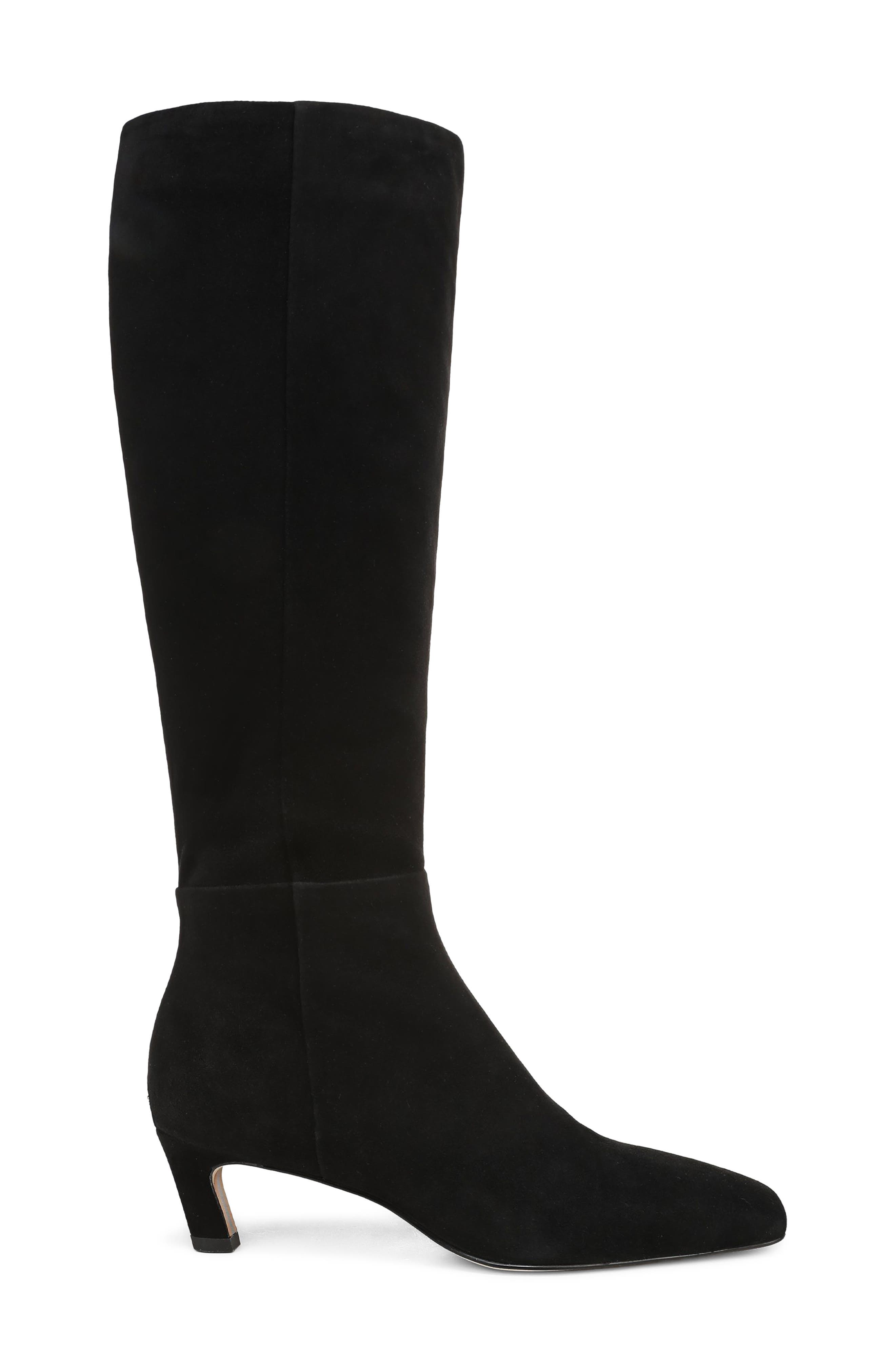 Perla Knee High Leather Boot, Alternate, color, BLACK SUEDE