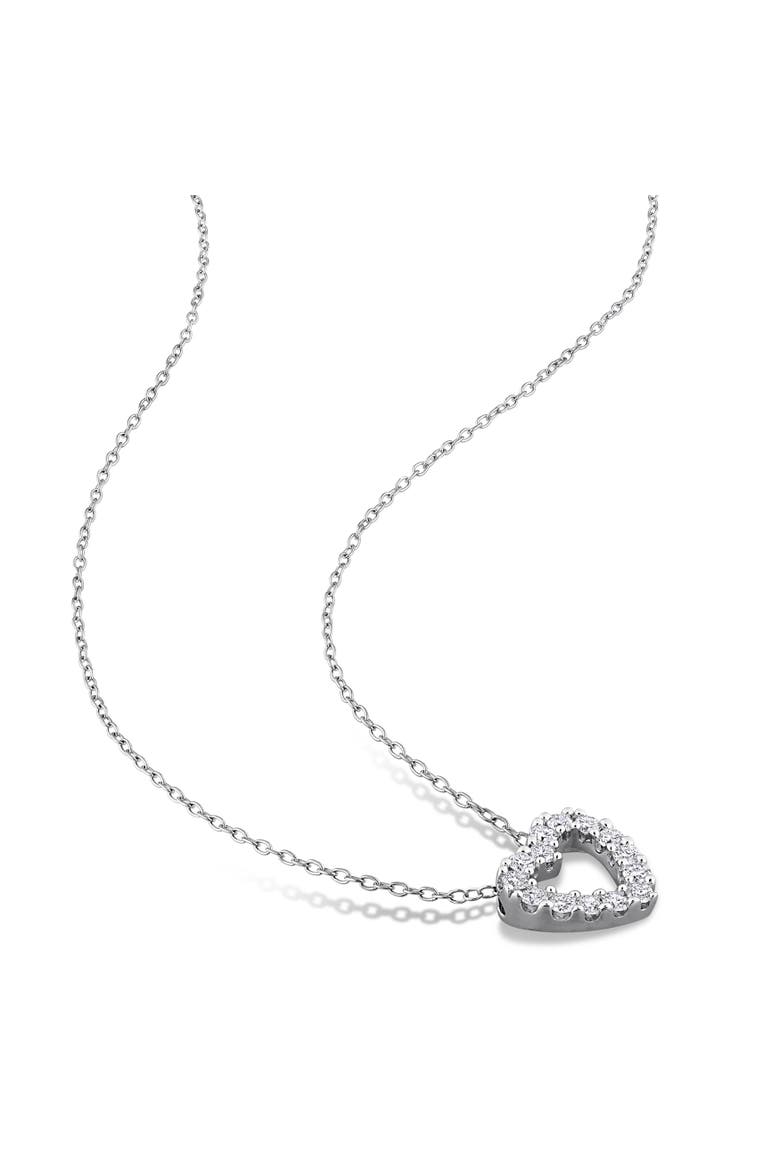 Lab-Grown Diamond Heart Pendant Necklace, Alternate, color, Sterling silver