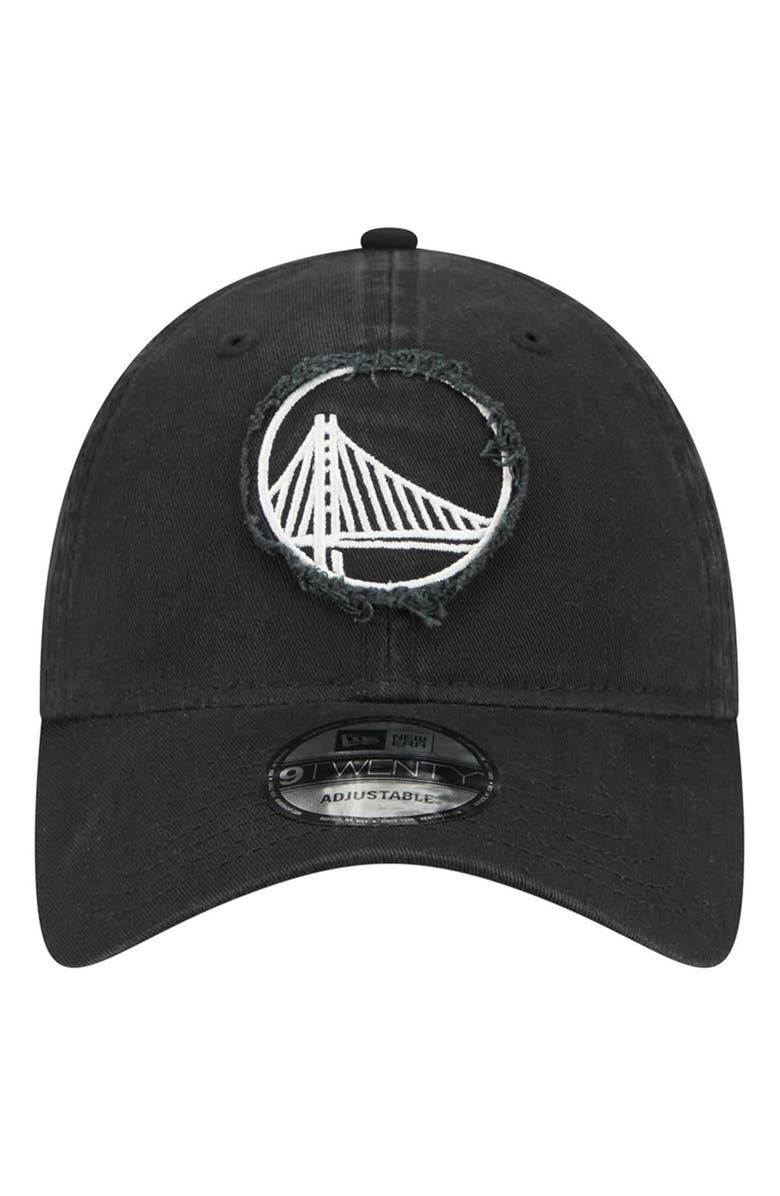 New Era Men's New Era Black Golden State Warriors Stamp Fabric Applique 9TWENTY Adjustable Hat, Alternate, color, Black