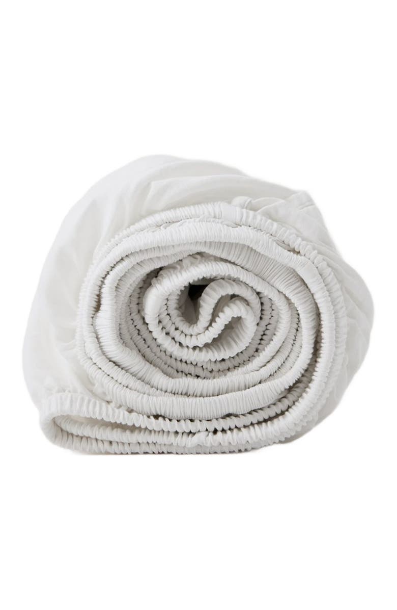 Pact Organic Cotton Organic Room Service Sateen Fitted Sheet, Main, color, White
