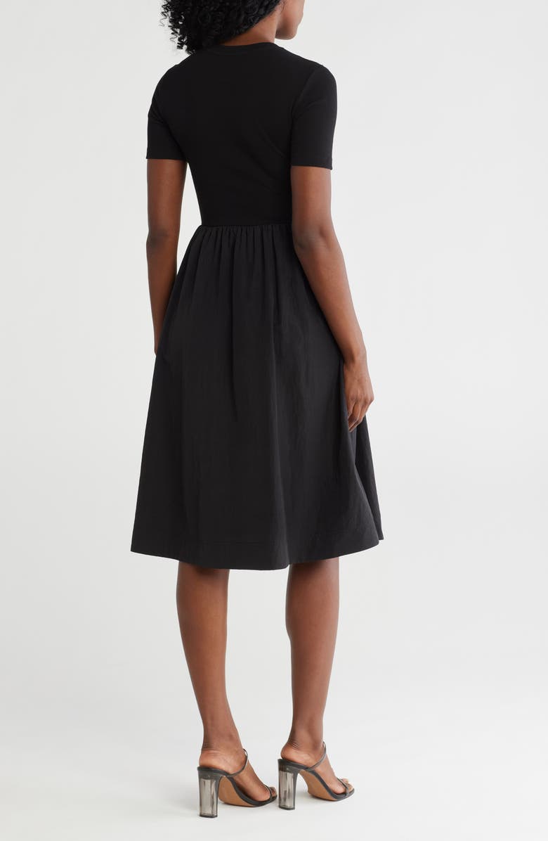 Steve Madden Ribbed Short Sleeve Mixed Media Dress, Alternate, color,