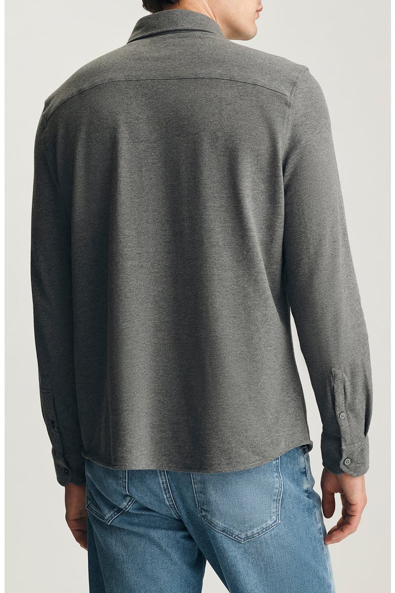Cotton Knit Button-Up Shirt, Alternate, color, DARK GREY MELANGE