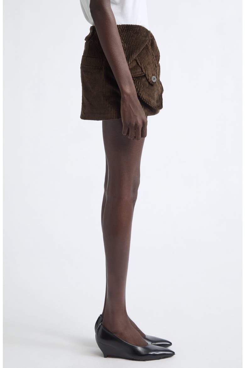 Cotton Corduroy Miniskirt, Alternate, color, BROWN