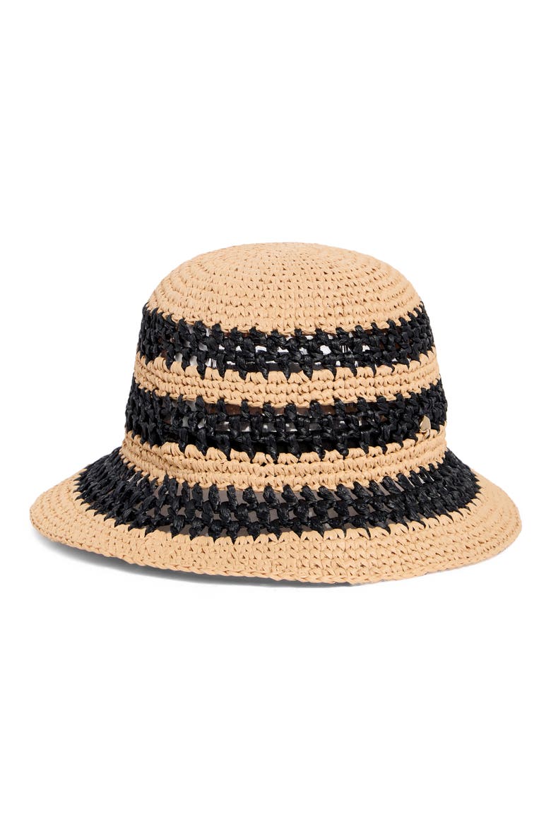 striped spade cloche, Alternate, color, NATURAL BLACK