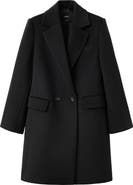 MANGO Double Breasted Wool Coat