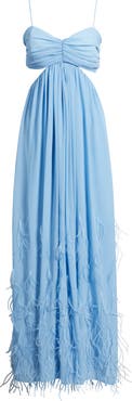 Delfi Collective Eli Cutout Feather Trim Gown