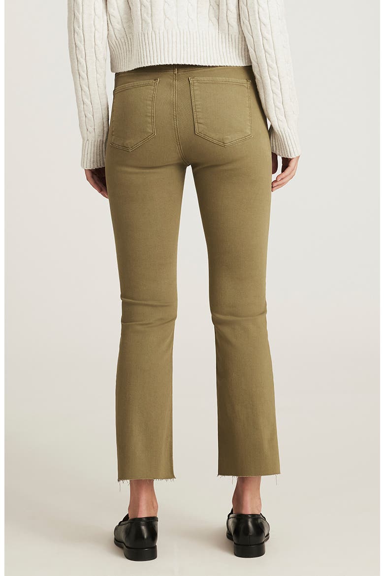 Anika Mid Rise Raw Hem Crop Flare Jeans, Alternate, color, DARK OLIVE FLEX BLUE