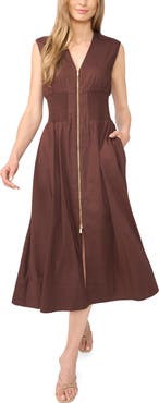 Halogen® Zip-Front Midi Dress