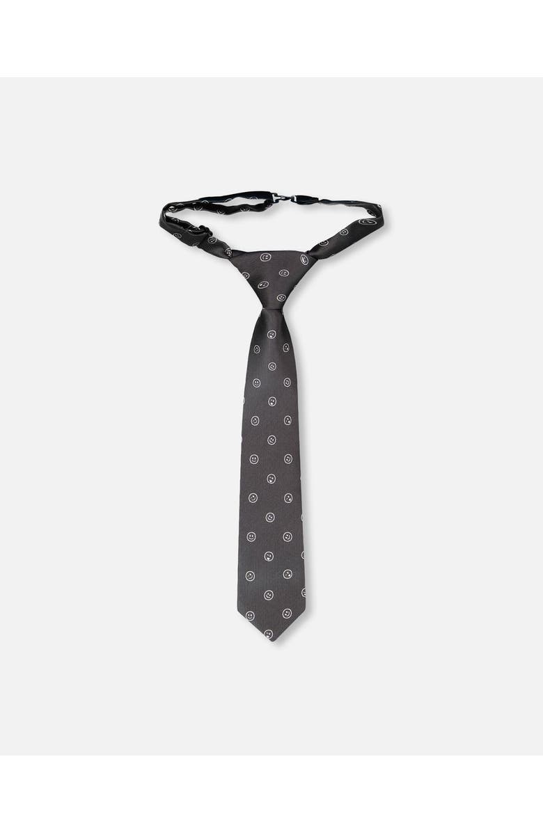 Deux par Deux Smiles Neck Tie, Main, color, Black Printed Smiles