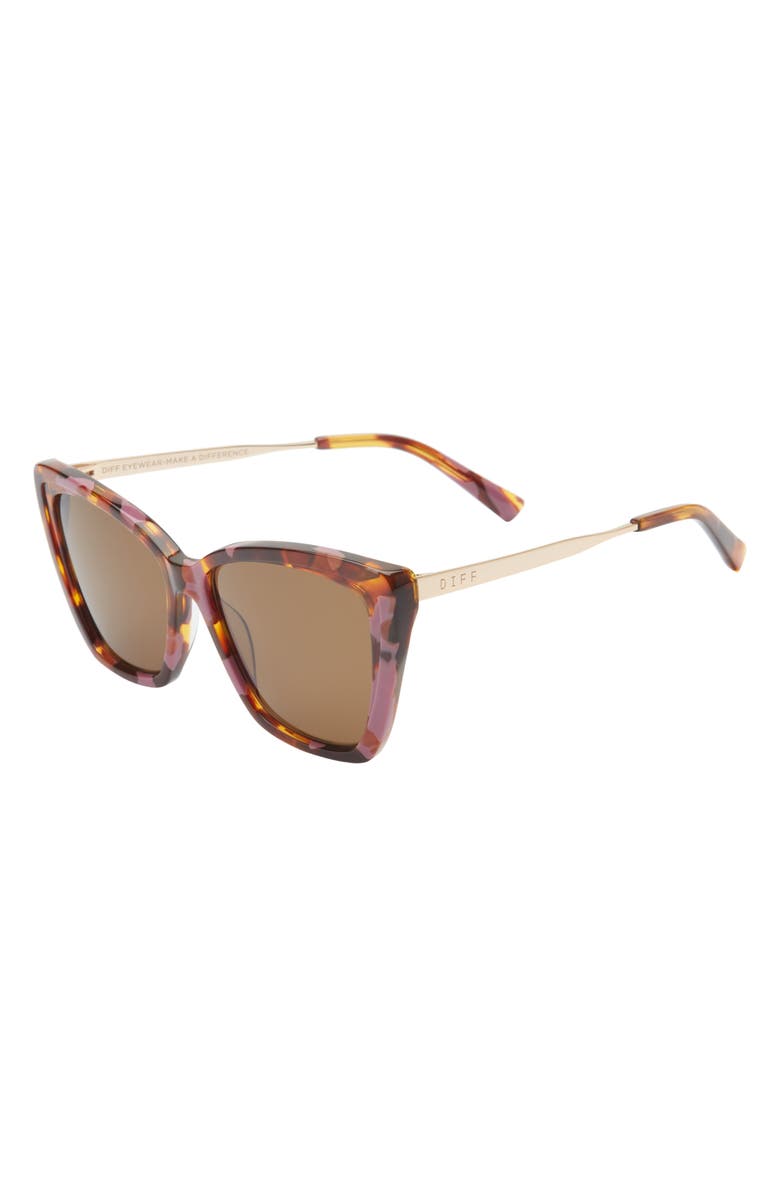 DIFF Becky II 56mm Polarized Cat Eye Sunglasses, Alternate, color, Brown