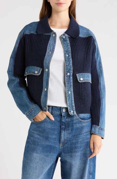 Denim Trim Sweater Jacket