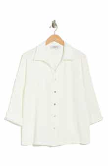KASPER Ridge Knit Button-Up Shirt